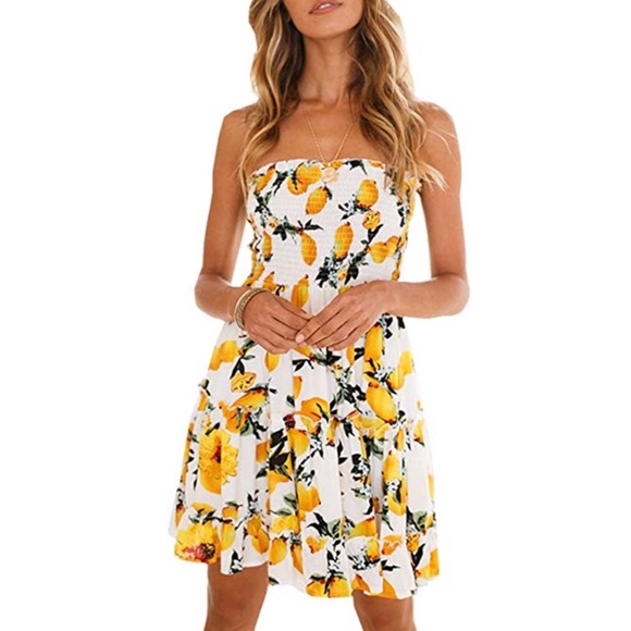 lemon strapless dress